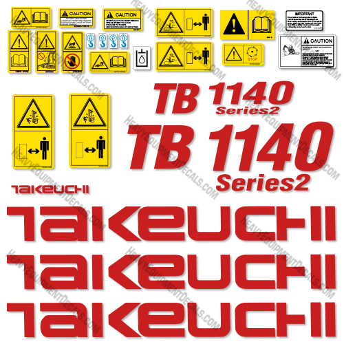 Takeuchi TB1140 (Series II) Excavator Decal Kit 